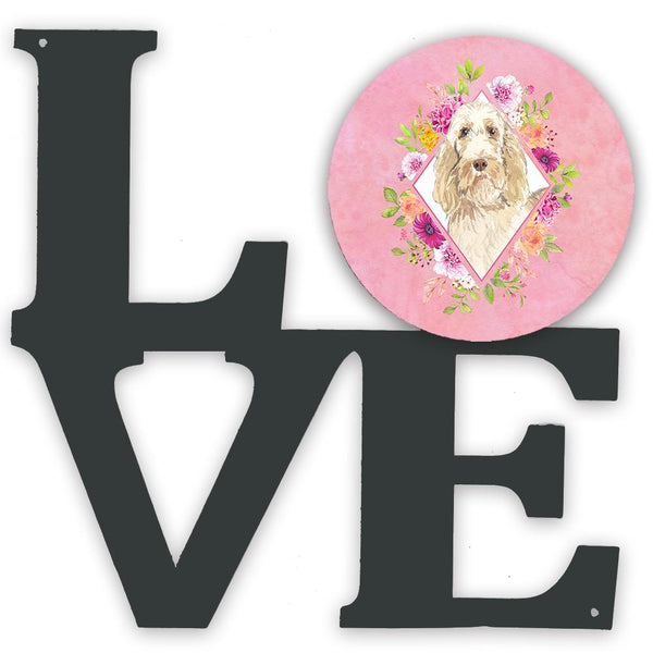 Spinone Italiano Pink Flowers Metal Wall Artwork LOVE CK4209WALV by Caroline's Treasures