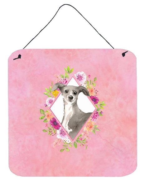 Italian Greyhound Pink Flowers Wall or Door Hanging Prints CK4230DS66 by Caroline's Treasures