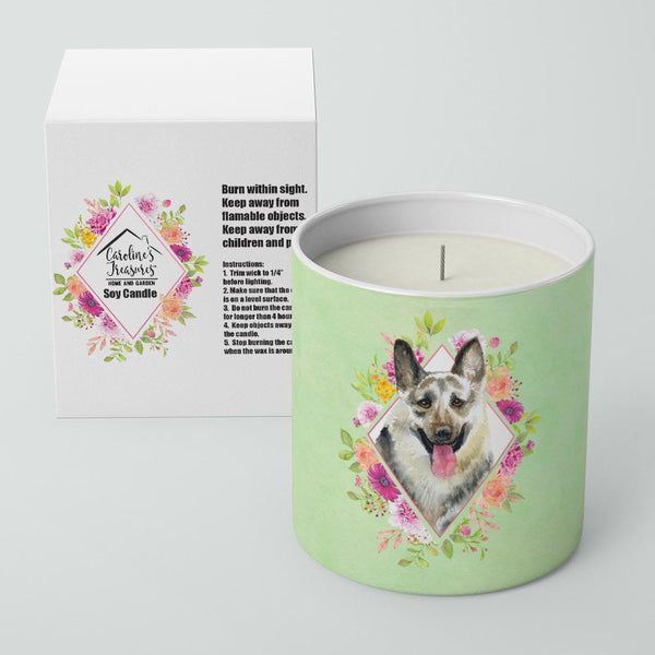 Eastern German Shepherd Green Flowers 10 oz Decorative Soy Candle CK4299CDL by Caroline's Treasures