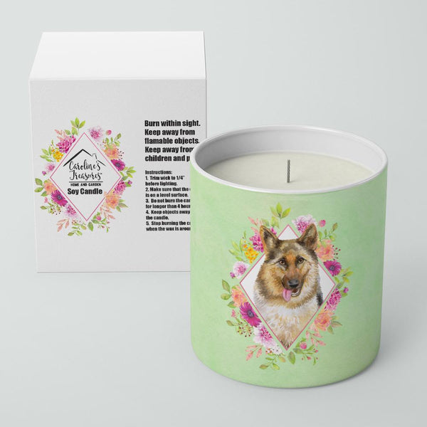 German Shepherd #1 Green Flowers 10 oz Decorative Soy Candle CK4306CDL by Caroline's Treasures