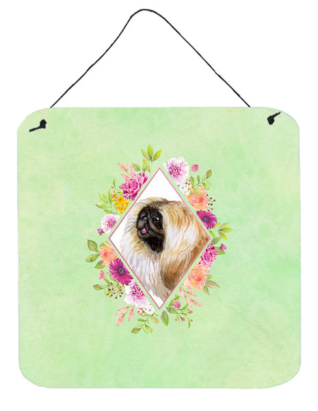 Pekingese Green Flowers Wall or Door Hanging Prints CK4326DS66 by Caroline's Treasures