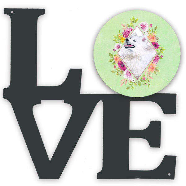 Samoyed Green Flowers Metal Wall Artwork LOVE CK4337WALV by Caroline's Treasures