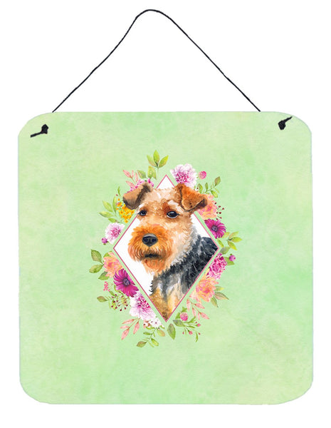 Welsh Terrier Green Flowers Wall or Door Hanging Prints CK4352DS66 by Caroline's Treasures