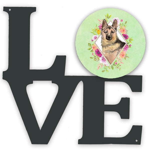 German Shepherd Green Flowers Metal Wall Artwork LOVE CK4397WALV by Caroline's Treasures