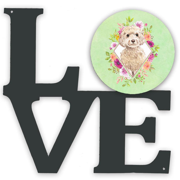 Champagne Cockapoo Green Flowers Metal Wall Artwork LOVE CK4406WALV by Caroline's Treasures