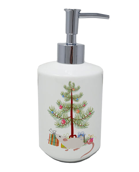 Buy this White Domestic Mouse Merry Christmas Ceramic Soap Dispenser