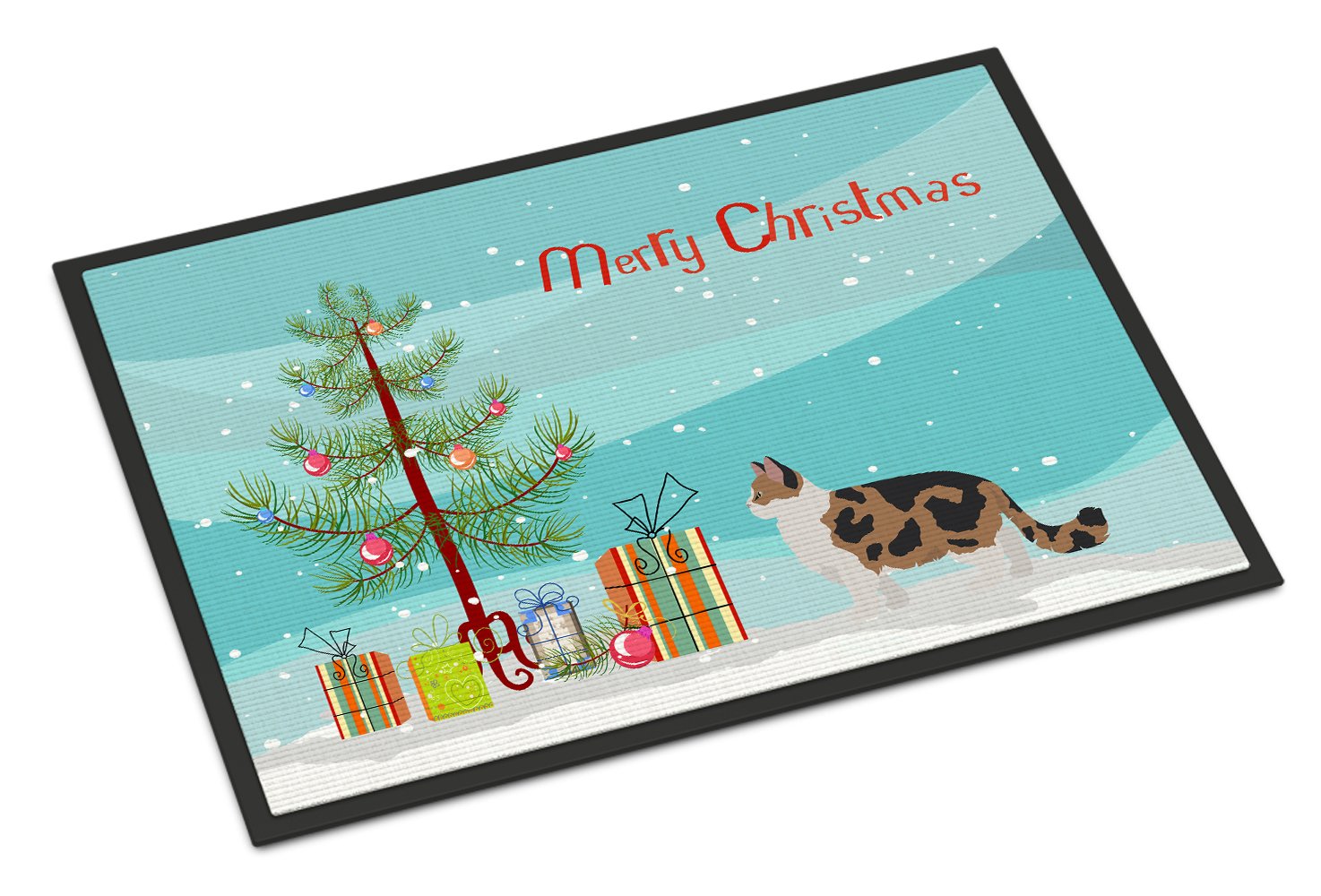 Ragamuffin #2 Cat Merry Christmas Indoor or Outdoor Mat 24x36 CK4691JMAT