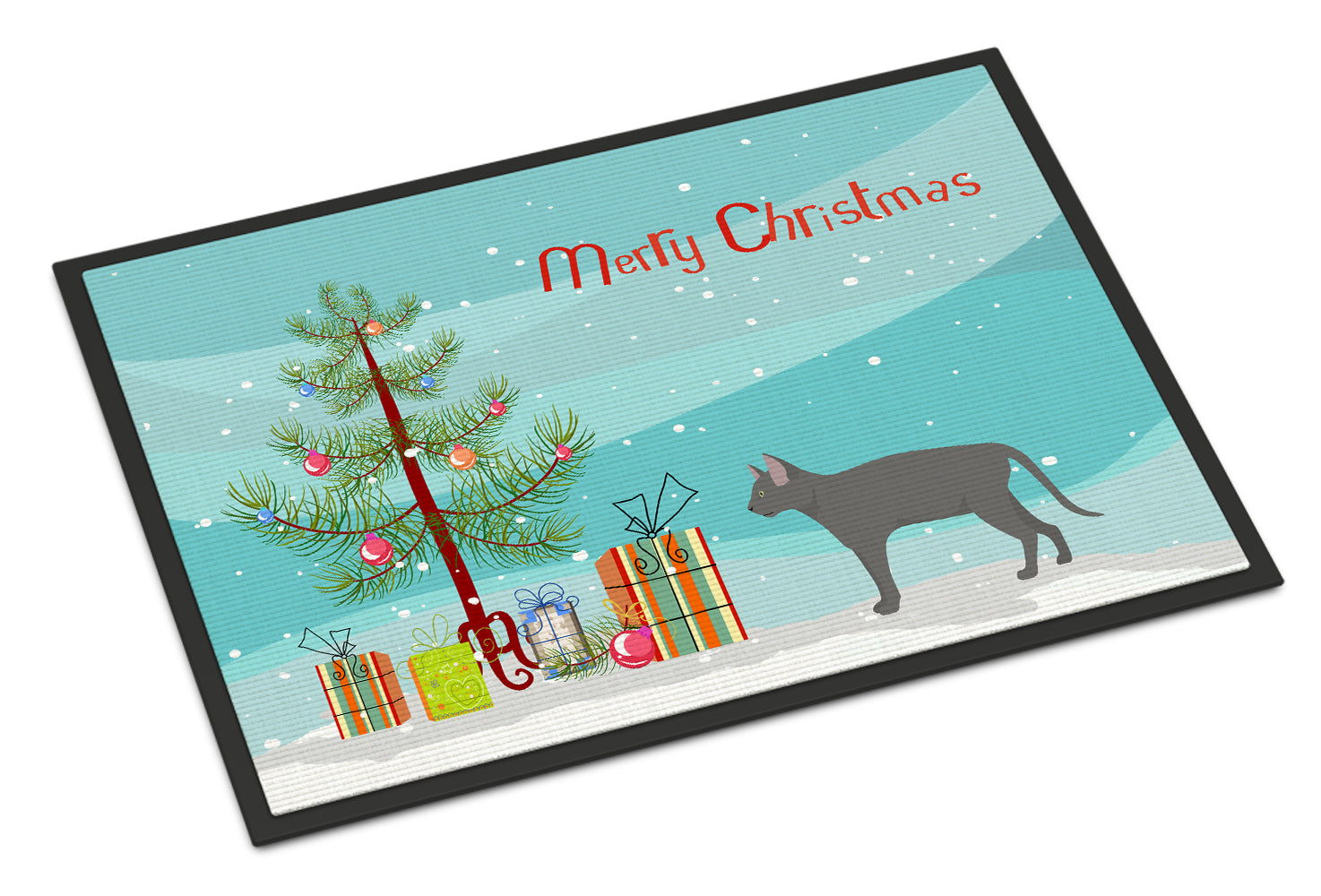 Russian Blue #2 Cat Merry Christmas Indoor or Outdoor Mat 18x27 CK4696MAT