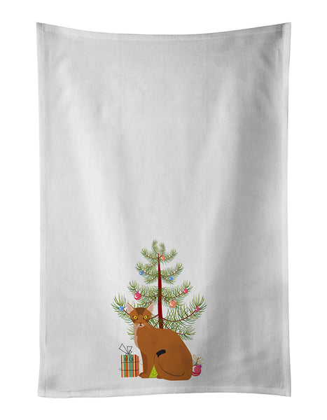 Buy this Abyssinian Cat Merry Christmas White Kitchen Towel Set of 2