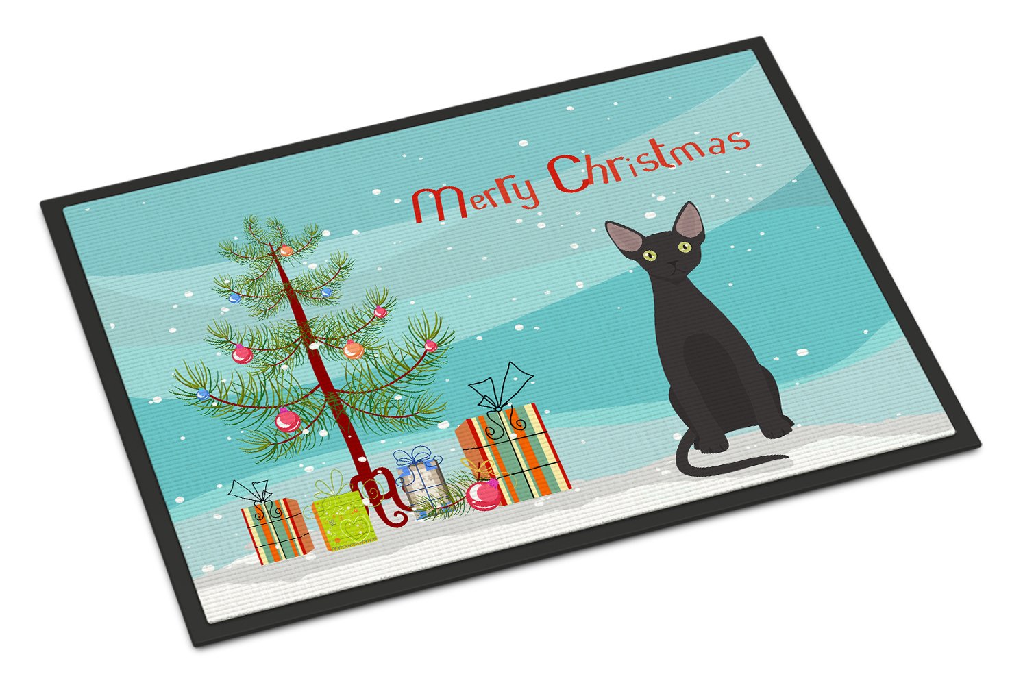 Devon Rex #3 Cat Merry Christmas Indoor or Outdoor Mat 24x36 CK4764JMAT