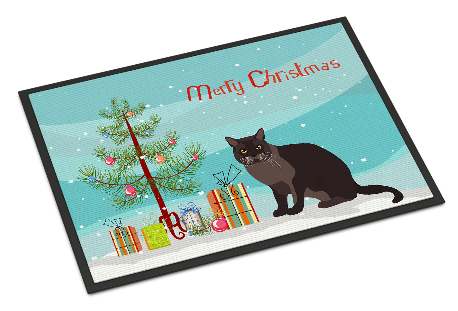 European Burmese Cat Merry Christmas Indoor or Outdoor Mat 18x27 CK4767MAT