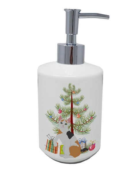 Buy this Japanese Bobtail Cat Merry Christmas Ceramic Soap Dispenser