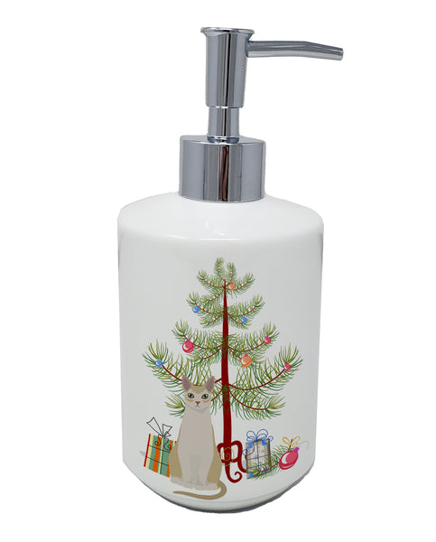 Buy this Singapura #2 Cat Merry Christmas Ceramic Soap Dispenser