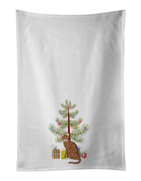 Buy this Toyger Cat Merry Christmas White Kitchen Towel Set of 2