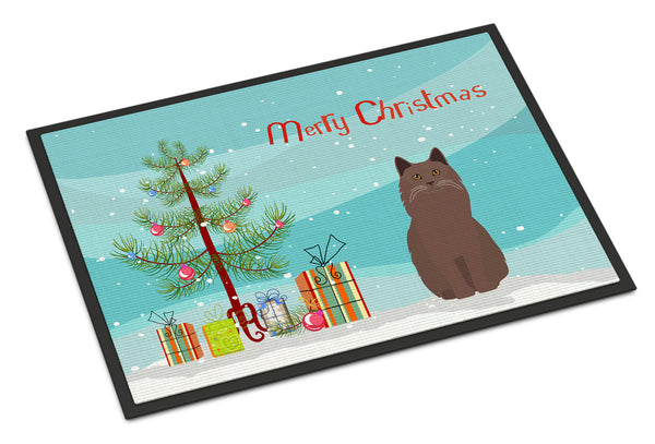 York Chocolate Cat Merry Christmas Indoor or Outdoor Mat 18x27 CK4810MAT - the-store.com