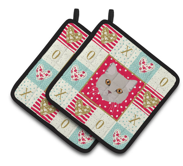 Brazilian Semi Longhair Cat Love Pair of Pot Holders CK5094PTHD by Caroline's Treasures