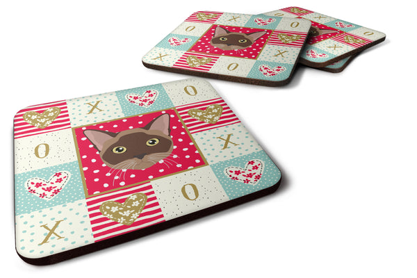 Set of 4 Burmese Cat Love Foam Coasters Set of 4 CK5096FC - the-store.com