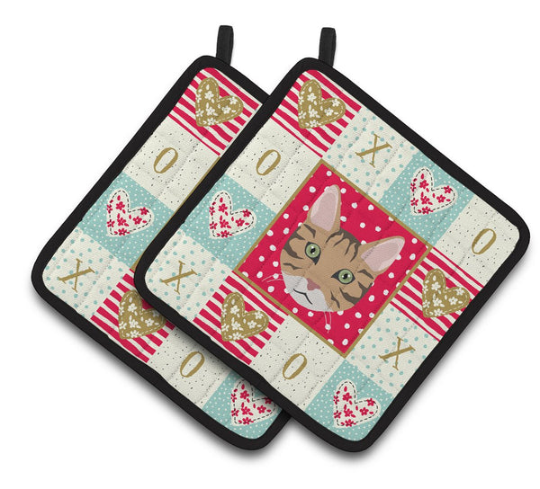 California Spangled Cat Love Pair of Pot Holders CK5098PTHD by Caroline's Treasures