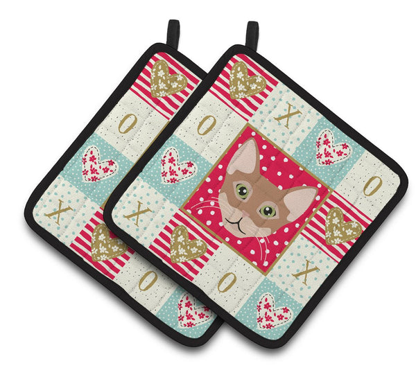 Chausie Cat Love Pair of Pot Holders CK5101PTHD by Caroline's Treasures