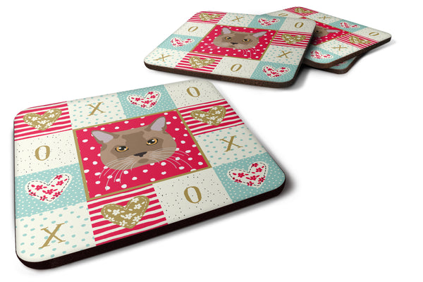 Set of 4 European Burmese Cat Love Foam Coasters Set of 4 CK5115FC - the-store.com