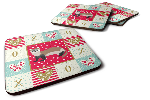 Set of 4 Ferret Love Foam Coasters Set of 4 CK5305FC by Caroline's Treasures