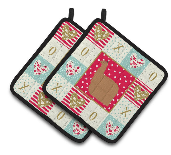 Alpaca Suri Love Pair of Pot Holders CK5347PTHD by Caroline's Treasures