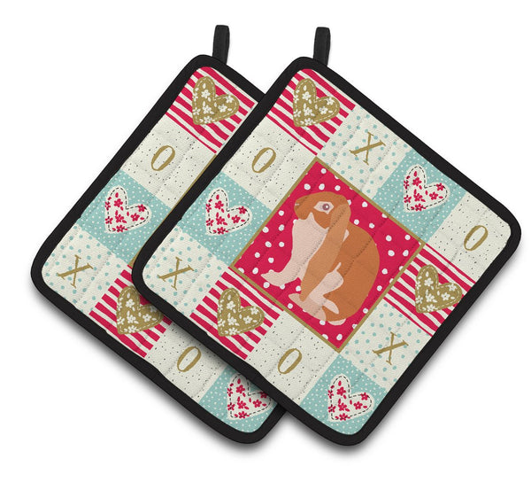 English Lop Rabbit Love Pair of Pot Holders CK5389PTHD by Caroline's Treasures