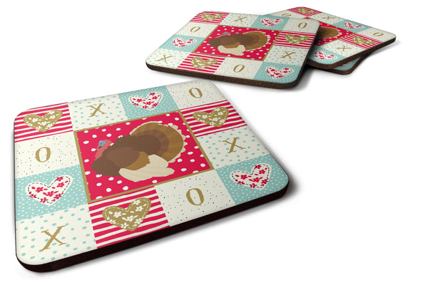 Set of 4 French Turkey Dindon Love Foam Coasters Set of 4 CK5417FC by Caroline's Treasures