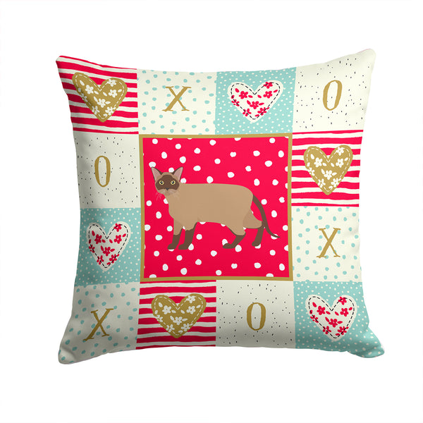 Burmese Cat Love Fabric Decorative Pillow CK5570PW1414 - the-store.com