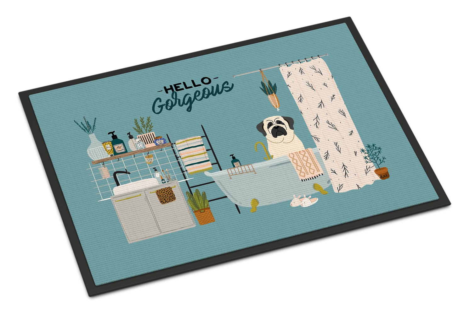 White Mastiff in Bathtub Indoor or Outdoor Mat 24x36 CK7439JMAT