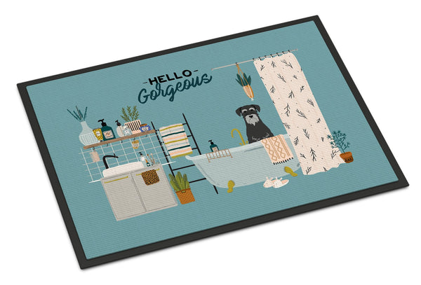 Black Grey Standard Schnauzer in Bathtub Indoor or Outdoor Mat 24x36 CK7456JMAT by Caroline's Treasures