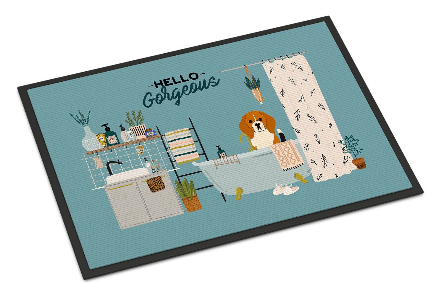 Tricolor Beagle in Bathtub Indoor or Outdoor Mat 18x27 CK7462MAT