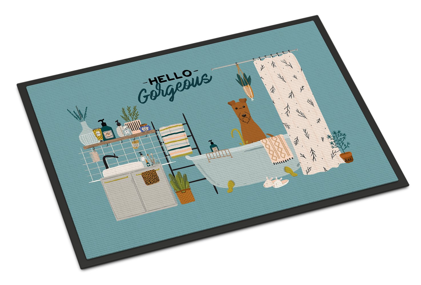 Irish Terrier in Bathtub Indoor or Outdoor Mat 24x36 CK7484JMAT