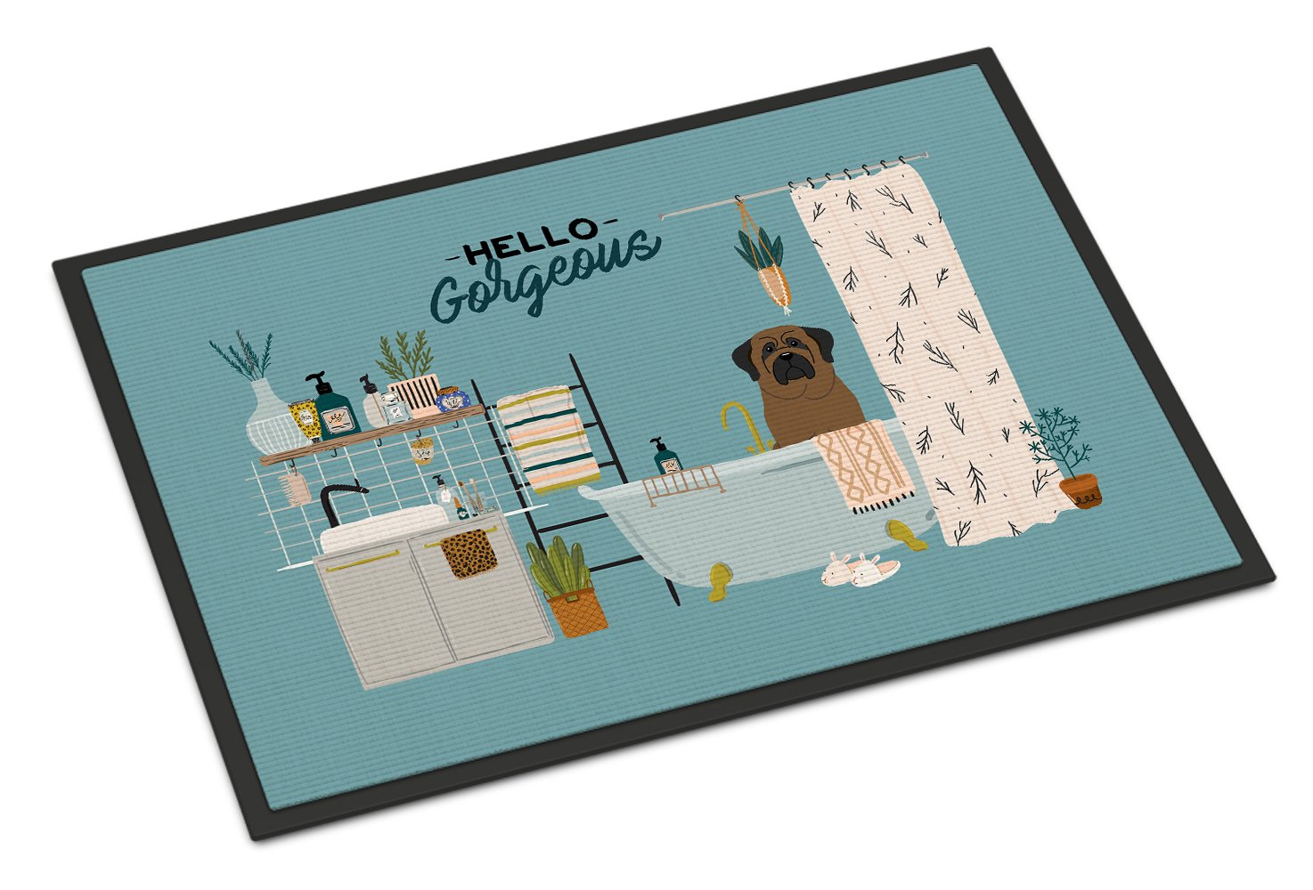 Bullmastiff in Bathtub Indoor or Outdoor Mat 24x36 CK7506JMAT