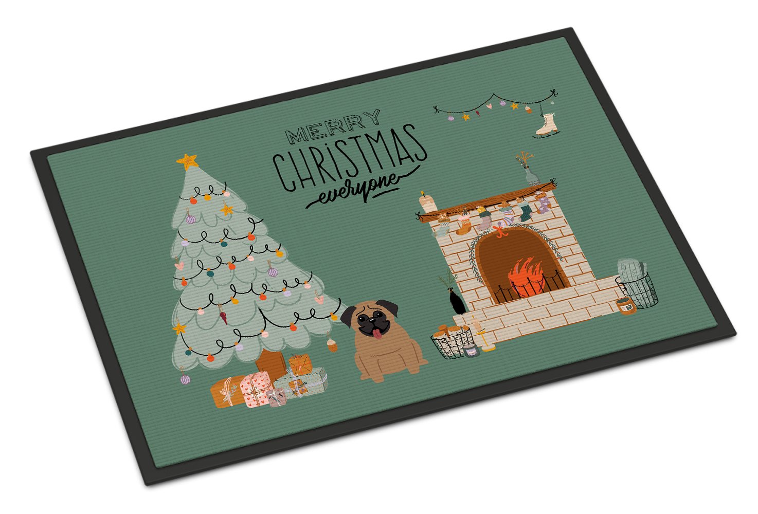 Brown Pug Christmas Everyone Indoor or Outdoor Mat 24x36 CK7568JMAT