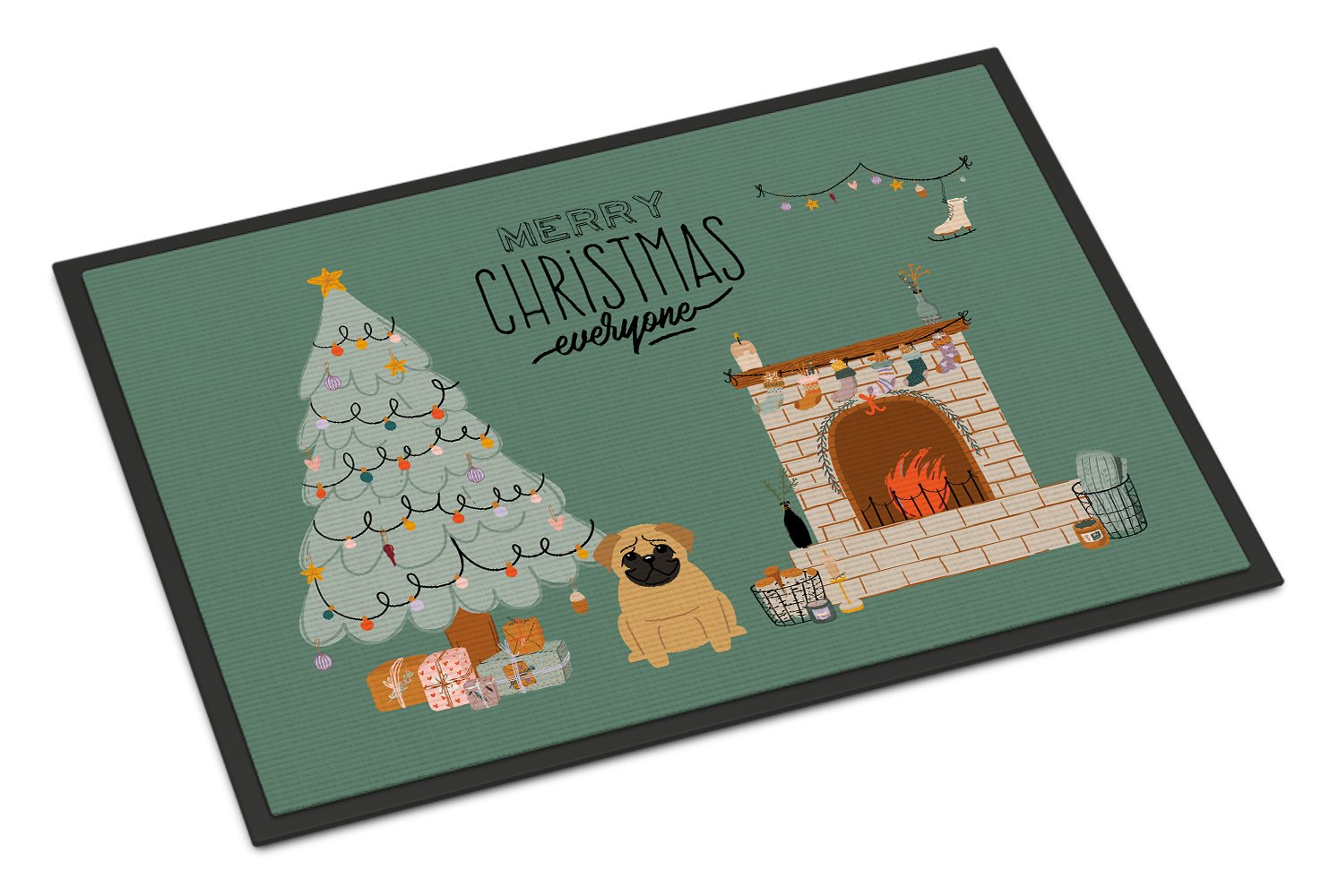 Brown Pug Christmas Everyone Indoor or Outdoor Mat 24x36 CK7570JMAT