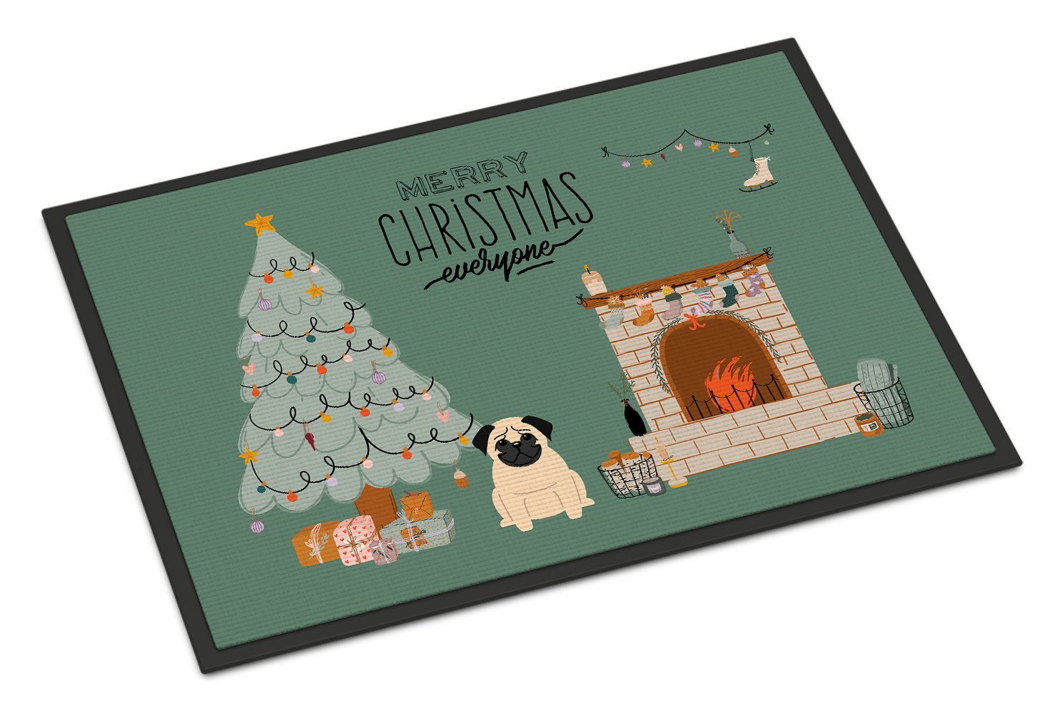 Fawn Pug Christmas Everyone Indoor or Outdoor Mat 24x36 CK7571JMAT