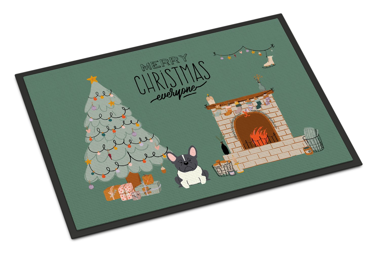 Black White French Bulldog Christmas Everyone Indoor or Outdoor Mat 24x36 CK7575JMAT