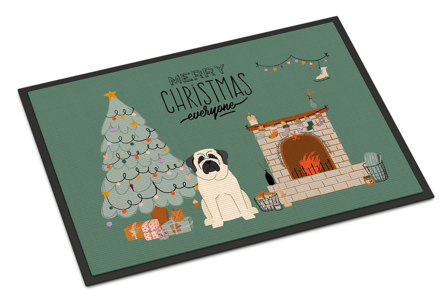 White Mastiff Christmas Everyone Indoor or Outdoor Mat 24x36 CK7580JMAT