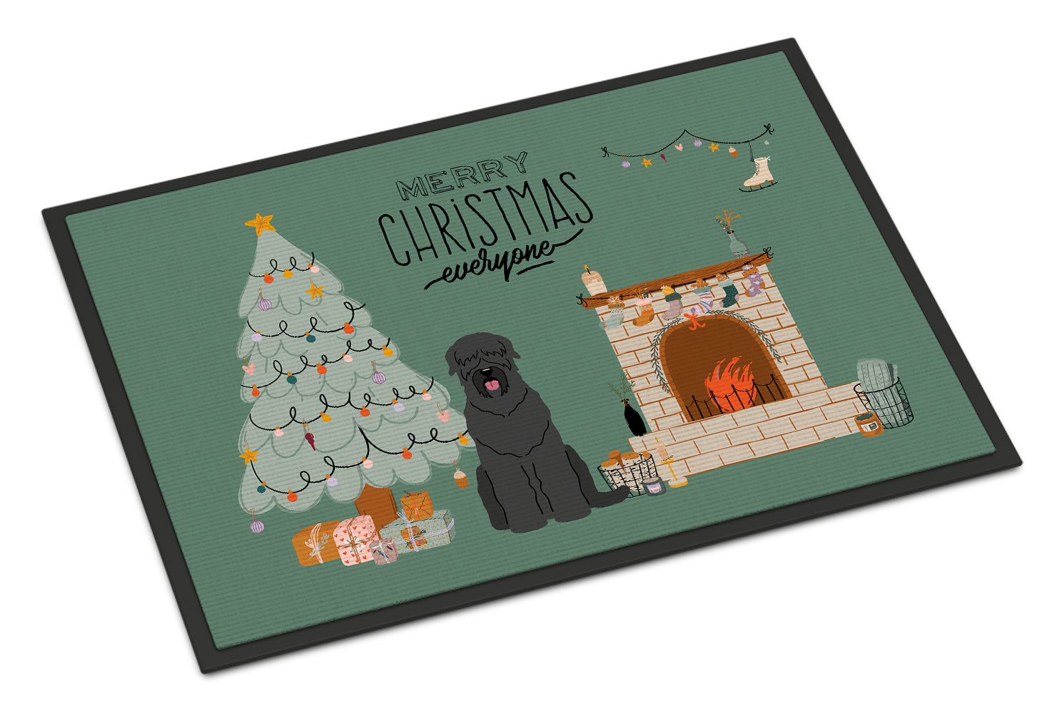 Black Russian Terrier Christmas Everyone Indoor or Outdoor Mat 18x27 CK7589MAT