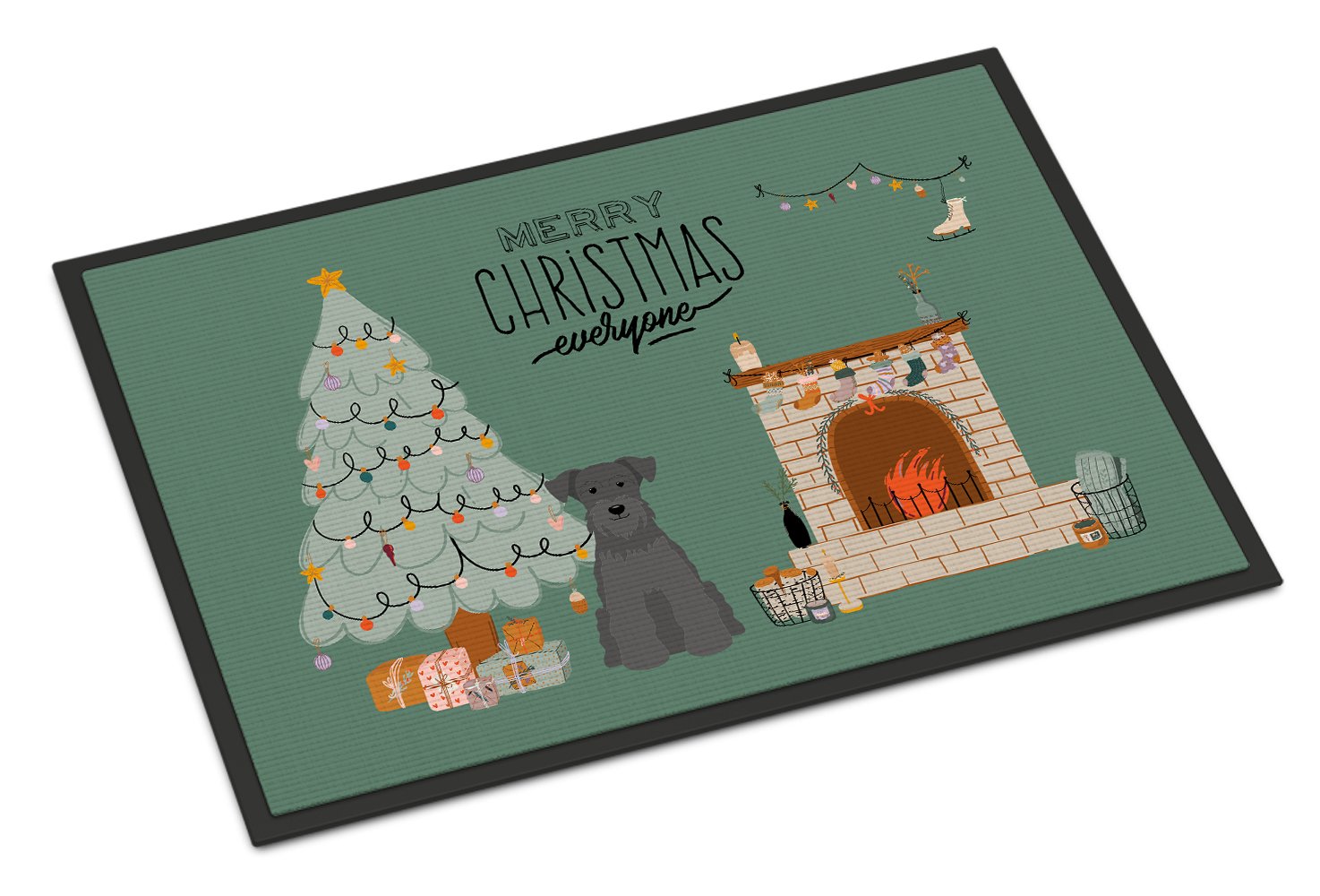 Black Miniature Schnauzer Christmas Everyone Indoor or Outdoor Mat 24x36 CK7614JMAT