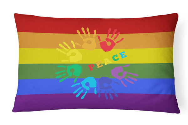 Buy this Gay Pride Peace Hands Canvas Fabric Decorative Pillow