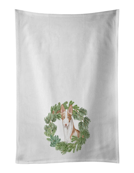 Buy this Ibizan Hound Sitting Tall Christmas Wreath White Kitchen Towel Set of 2