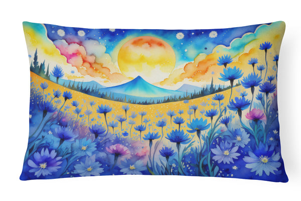 Buy this Blue Cornflowers in Color Fabric Decorative Pillow