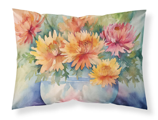 Buy this Chrysanthemums in Watercolor Fabric Standard Pillowcase