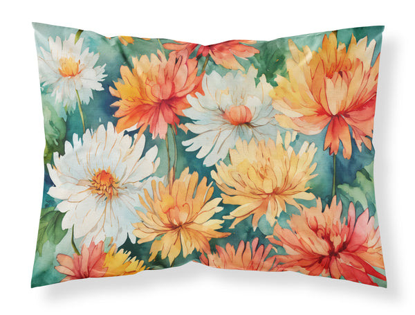 Buy this Chrysanthemums in Watercolor Fabric Standard Pillowcase