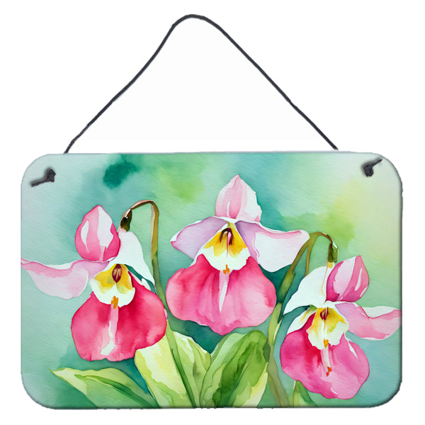 Buy this Minnesota Pink and White Lady’s Slippers in Watercolor Wall or Door Hanging Prints