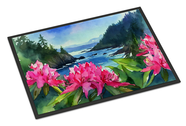 Buy this Washington Coast Rhododendrons in Watercolor Doormat 18x27