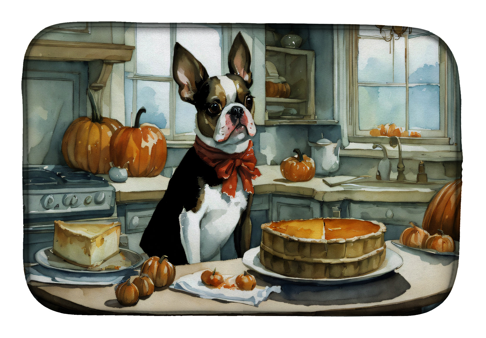 Caroline's Treasures DAC1024DDM Boston Terrier Fall Dish Drying