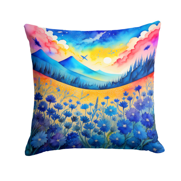 Buy this Colorful Blue Cornflowers Fabric Decorative Pillow